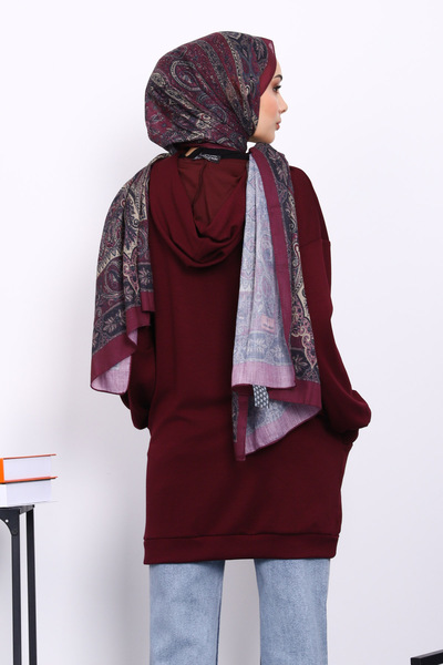 İmajButik Φούτερ με κουκούλα με διπλή τσέπη Plum