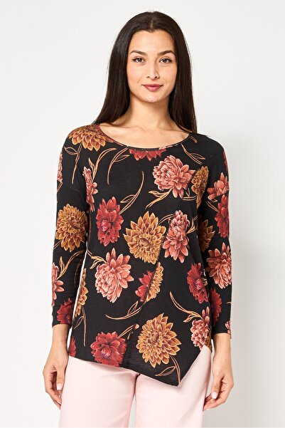 Desigual Women Round Neck Long Sleeve Floral Pattern Top, Multicolor