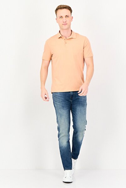 Kenneth Cole Men Regular Fit Plain Short Sleeve Polo Shirt, Coral