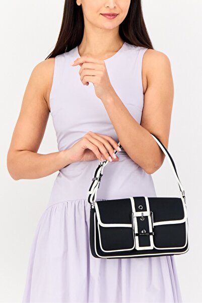 Michael Kors Women Medium Two-Tone Neoprene Shoulder Bag, Black