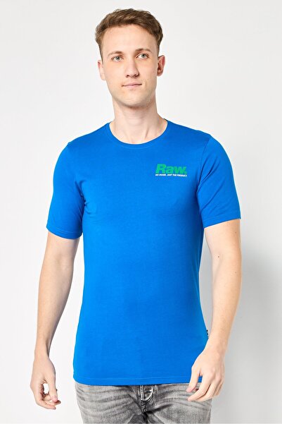 G-STAR RAW Men Crew Neck Short Sleeve Graphic Print T-Shirt, Blue