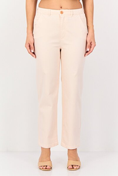 Reiko بنطلون شينو سادة بقصّة عادية للنساء، وردي فاتح