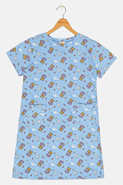 Zivame Kids Girl Allover Print Short Sleeve Sleepwear Dress, Multicolor