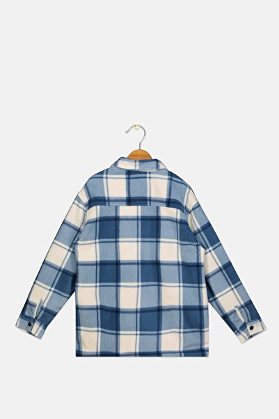 HAWK Kids Boy Long Sleeve Plaid Shirt Jacket, Slate Blue