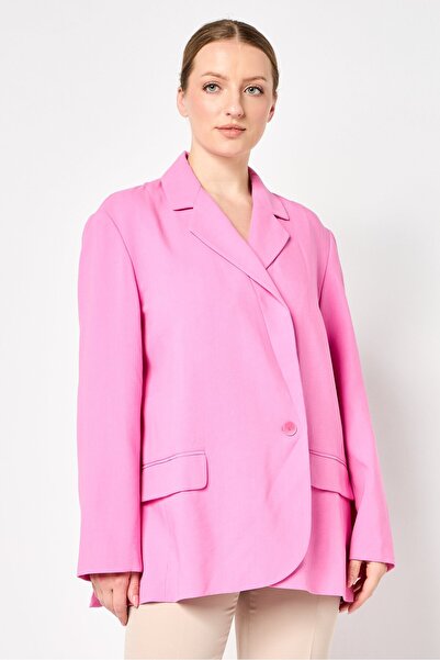 Maje Women Regular Fit Solid Semi Formal Blazer, Pink