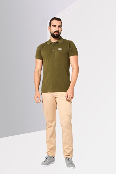 Cerruti 1881 Men Regular Fit Embroidered Logo Short Sleeve Polo Shirt, Olive