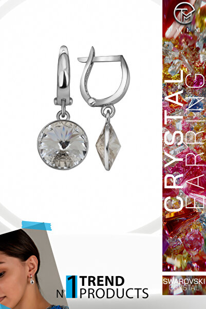 Twem Silver أقراط متدلية بيضاء مرصعة بحجر كريستال زركونيا سواروسكي |   رومانسي ومتحرك