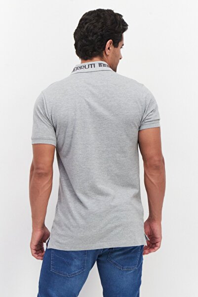 Cerruti 1881 Men Regular Fit Embroidered Logo Short Sleeves Polo Shirt, Grey