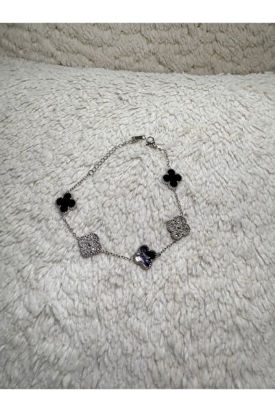 ANGELSS JEWELLERY سوار فولاذي موديل يونيفرسال موديل كلوفر مرصع بحجر الزركون ب...