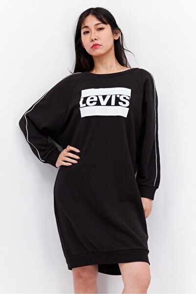 Levi's Women Brand Logo Long Sleeve Sweat Dress, Black