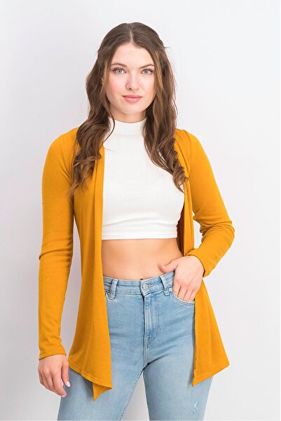 Market And Spruce Women Regular Fit Long Sleeve Plain Cardigan, Orange