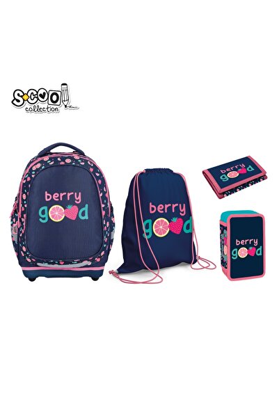 S COOL Set școlar mic: Ghiozdan, Penar echipat, Geantă sport, Portofel, Berry Good - S-COOL