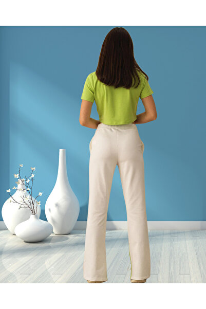 MinervaXint Women's Regular Fit Normal Elastic Waist Leg Slit Cotton Sweat Pants