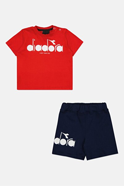 Diadora Toddlers Boy 2 Piece Brand Logo T-Shirts And Shorts Set, Red/Navy/White