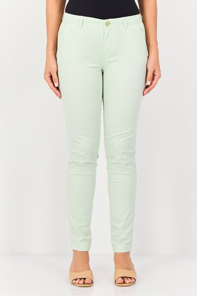 Reiko بنطلون تشينو سادة بقصّة عادية للنساء، لون نعناعي