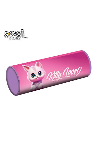S COOL Penar tubular, 1 fermoar, KITTY LOVE, 21.5x7.3x7.3 cm - S-COOL