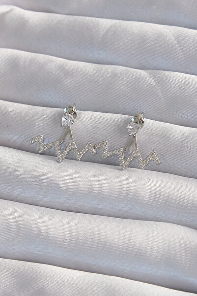 Skygo Brass Silver Color Zircon Stone Zigzag Earrings - Tj-Bkp9302