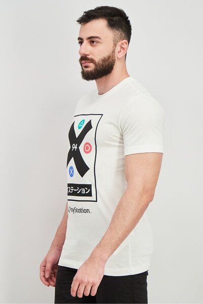 DIFUZED Men Crew Neck Short Sleeve Graphic Tee, White