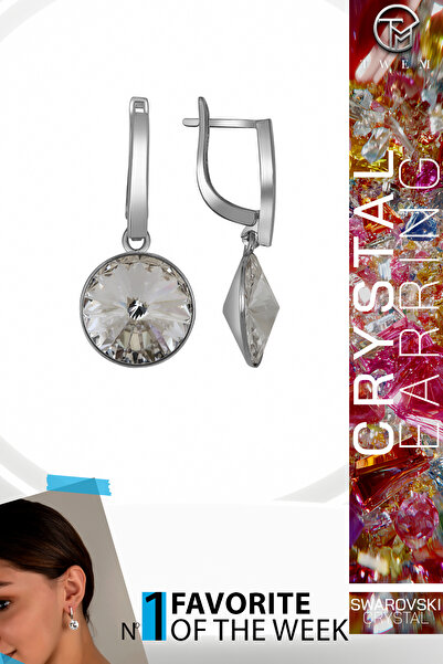 Twem Silver أقراط متدلية بيضاء مرصعة بحجر كريستال زركونيا سواروسكي |   أنيق وديناميكي