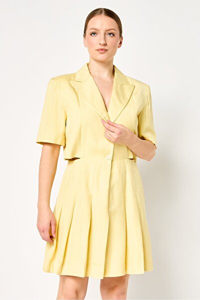 SANDRO Women Solid Mini Dress, Yellow