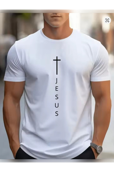 TİMİSİVA Unisex oversized JESUS ​​με τύπωμα 100% βαμβάκι 30/1 με κοντό μανίκι...