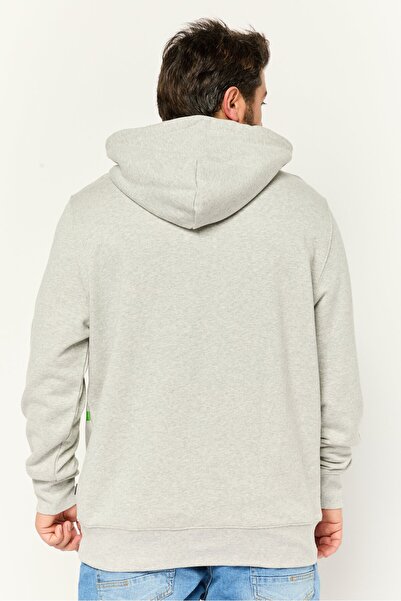 Esprit Men Hooded Long Sleeve Brand Logo Sweatshirt, Grey