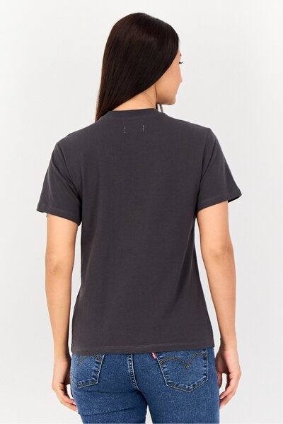 Reiko Women Crew Neck Graphic Print Short Sleeve T-Shirt, Brown