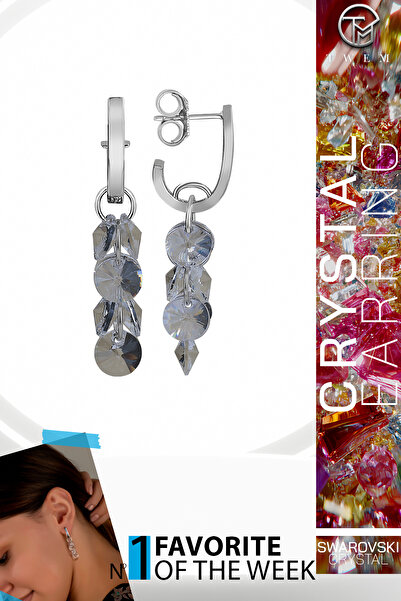 Twem Silver أقراط من حجر الزركونيا الكريستالي من سواروفسكي |   كثيف وبراق