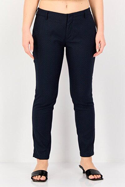 Reiko Women Regular Fit Textured Straight Leg Pants, Navy