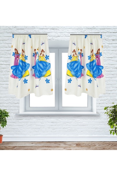 OEM Set of 2 curtains with drapes, 2x115x100 cm, princess pattern, multicolor