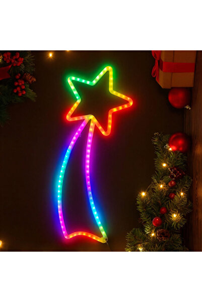 Issa Decorațiune de Crăciun cu stea 65x28cm cu LED din silicon multicolor, tr...