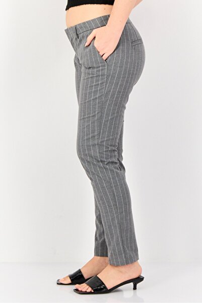 Reiko Women Cigarette Fit Stripe Straight Leg Pants, Grey