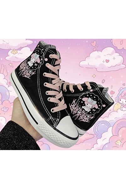 ÖZDE shoes Baskılı Siyah Bilekli Spor Ayakkabı Snekaer