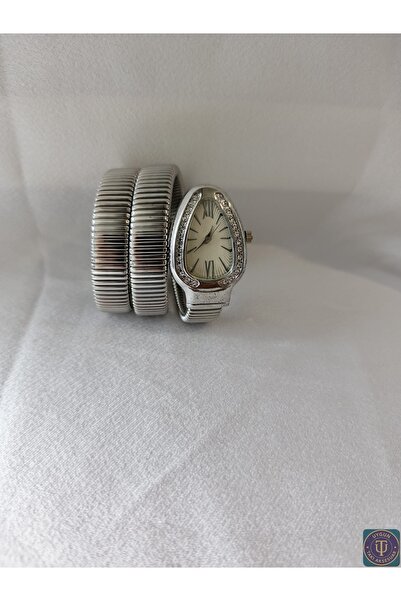 uyguntakıaksesuar Silver Color Snake Form Stone Women's Wristwatch – Luxuriou...