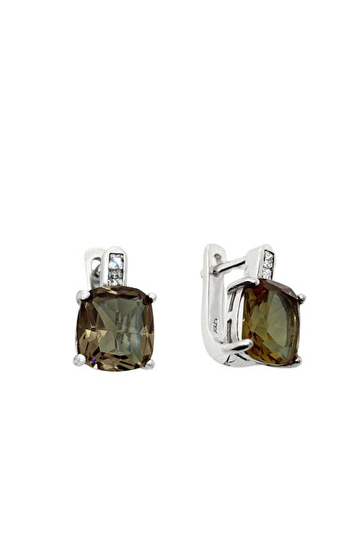 oya silver Kare Zultanit Taşlı Gümüş Kadın Küpe 1.5x1.9 cm