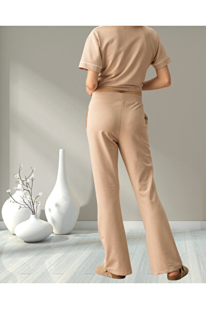 MinervaXint Women's Regular Fit Normal Elastic Waist Leg Slit Cotton Sweat Pants