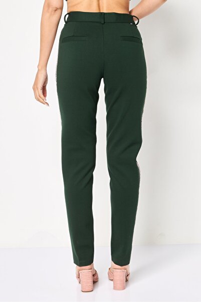 Reiko Women Cigarette Fit Solid Straight Leg Pants, Green