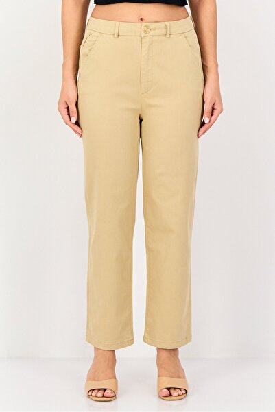 Reiko بنطلون تشينو سادة قصير للنساء، بيج