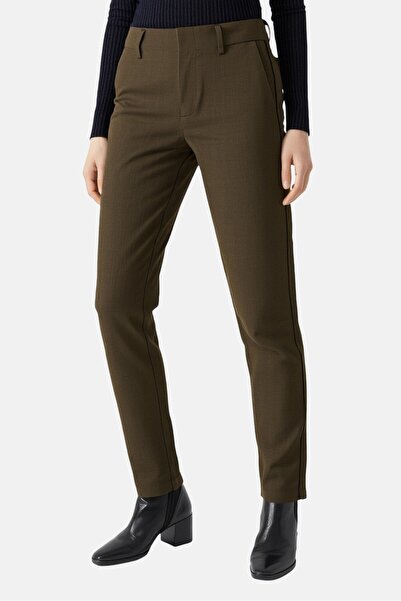 Reiko Women Cigarette Fit Solid Straight Leg Pants, Olive