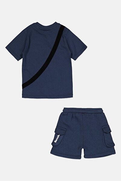 BENCH Toddlers Boy 2 Pieces Short Sleeve Brand Logo T-Shirt And Shorts Set, Slate Blue