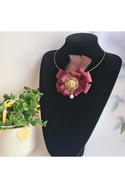 OEM Colier metalic cu accesoriu textil