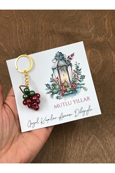 Denseden Mutlu Yıllar 5’li Anahtarlık Seti – Yılbaşı Hediyesi, Şık Boncuklu M...