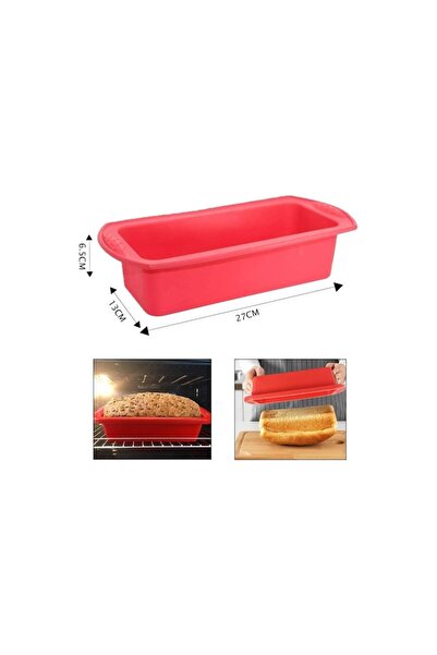 DELPI Silicone baking loaf pan for bread, pound cake, cozonac, pastries, 27 x 13 x 6.5 cm, Red