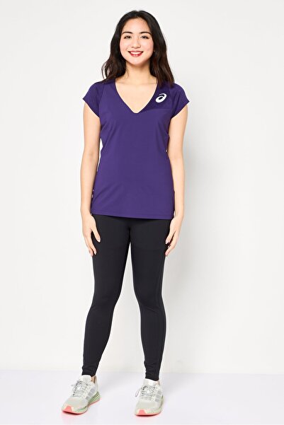 Asics Women Sportswear Fit Brand Logo Short Sleeve Training T-Shirt, Purple