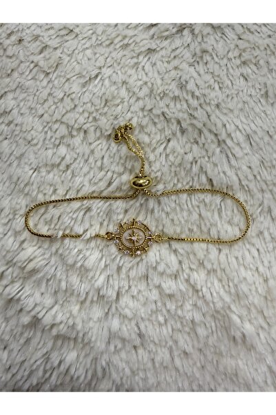 ANGELSS JEWELLERY Kuzey Yıldızı Gold Zirkon Taşlı Asansörlü Çelik Bileklik (Kutup Yıldızı Bileklik)