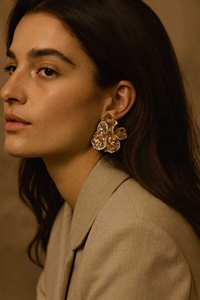 bahia butik aksesuar Kadın Büyük Form Çiçek Küpe