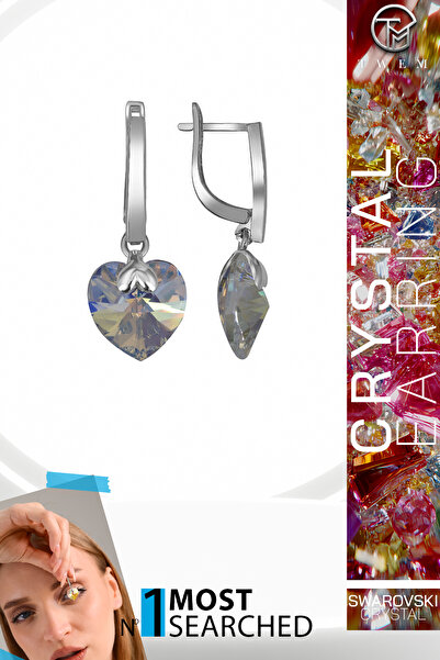 Twem Silver أقراط كبيرة متدلية لامعة مرصعة بأحجار الزركونيا والكريستال من سوا...