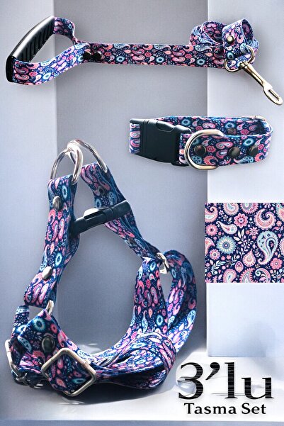 Angelapets KÖPEK TASMA SETİ 3'LÜ ( GÖĞÜS TASMASI BOYUN TASMASI GEZDİRME KAYIŞI )