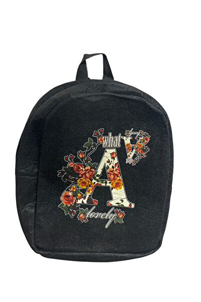 Topraq Baskılı Keçe Sırt Çantası Gri