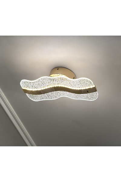 burenze Modern Luxury Tasarım Mare Mosso Tavana Sıfır Led Avize Gold Sarı 28 Cm Çap